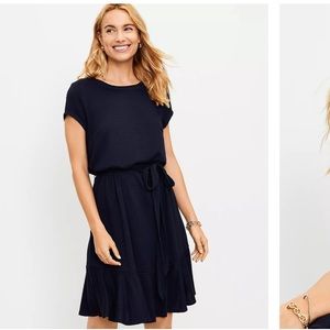 NWT Loft Tie Waist Flounce Dress